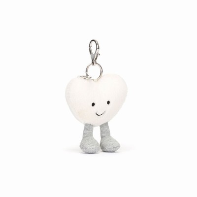 Jellycat Amuseables Cream Heart Bag Charm New Zealand | QOBTK1790